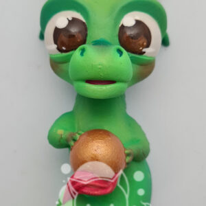 Grüner Drache, braune Augen, rote Haare