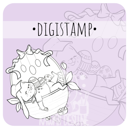 Digitstamp - Osterhase im Korb LINEART