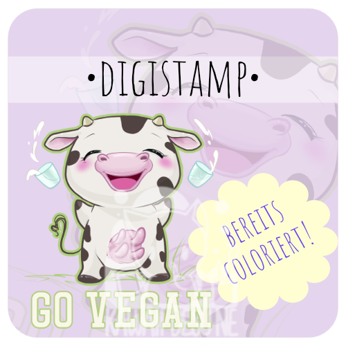 Digitstamp - Veganer fröhliche Kuh COLORVERSION