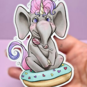 XL Extra großer Sticker Elefant auf Donut